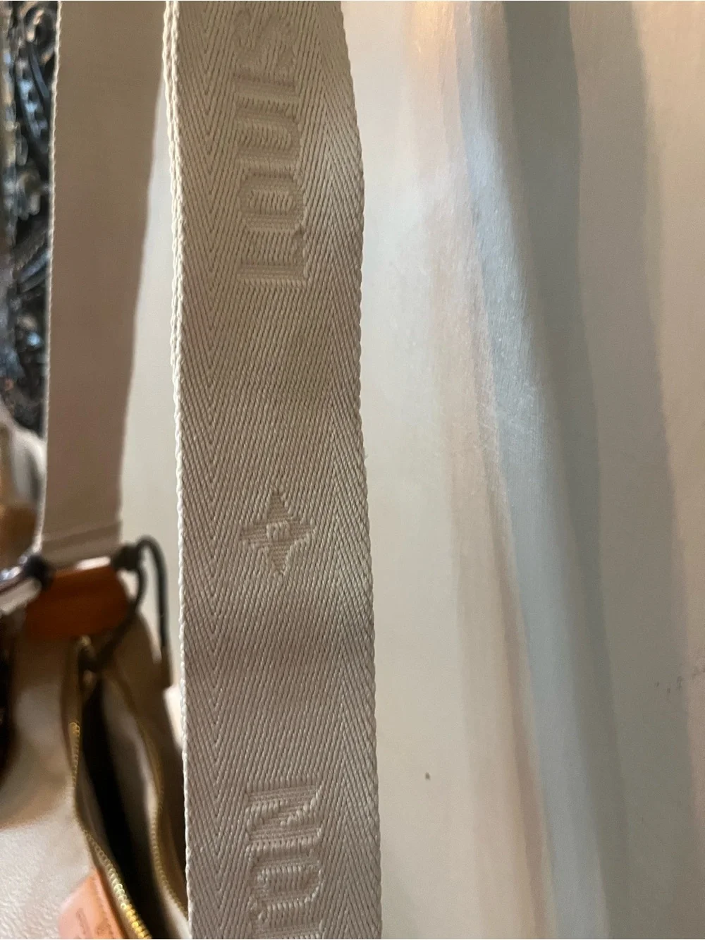 Louis Vuitton style  Tan Shoulder Bag with Monogram Front Pockets